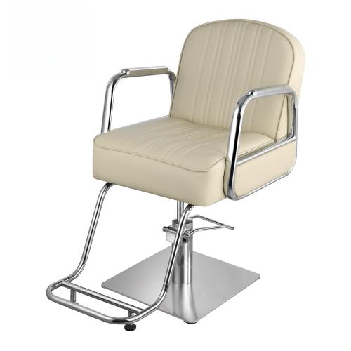 Beige Woman Lift Rotating Hair Cutting Seat Hairdressing Beauty Barber Chairs Furniture for Salon Station