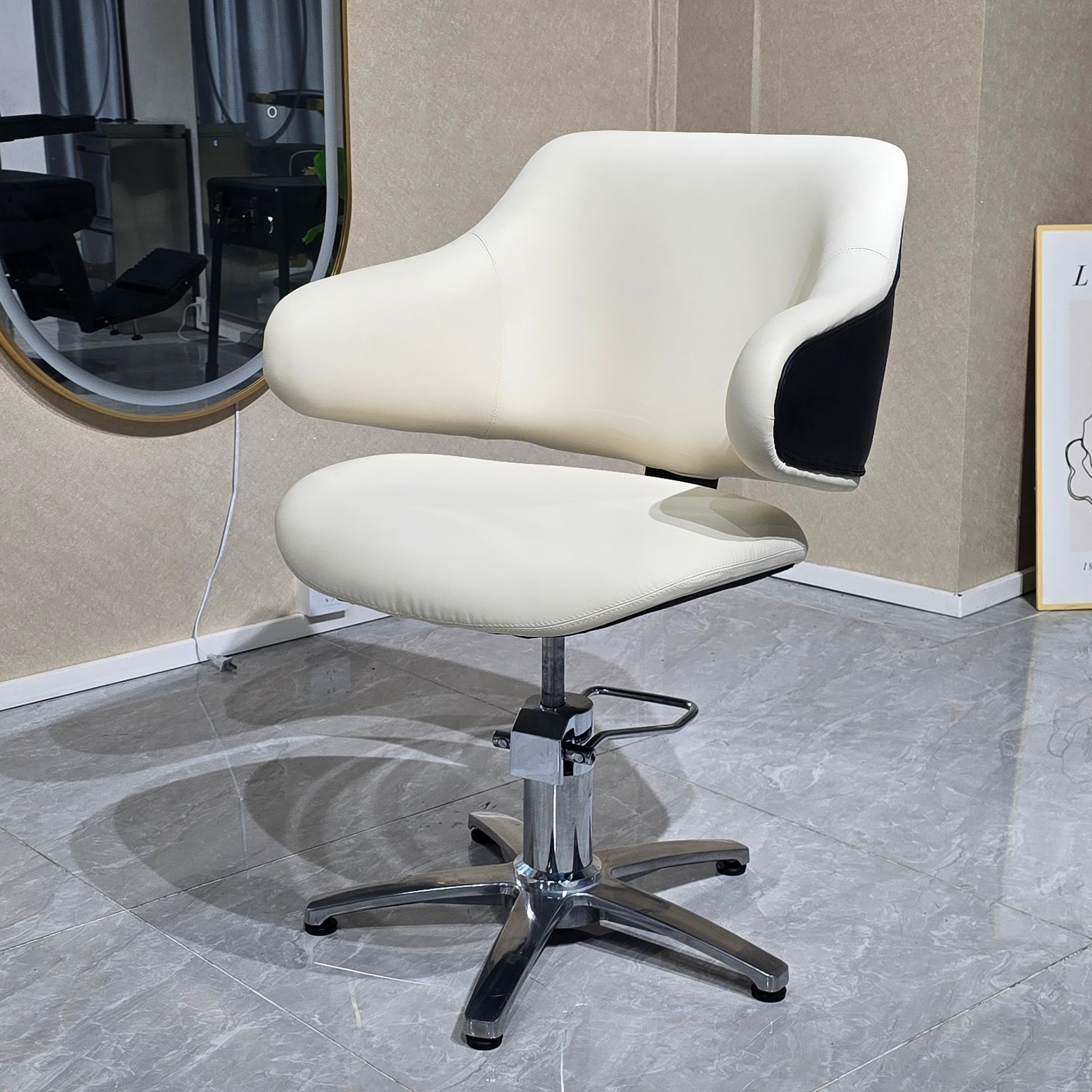 Low Price Hairdressing Chair Equipment White Beige Lightweight Lifting Beauty Salon Chair for Woman