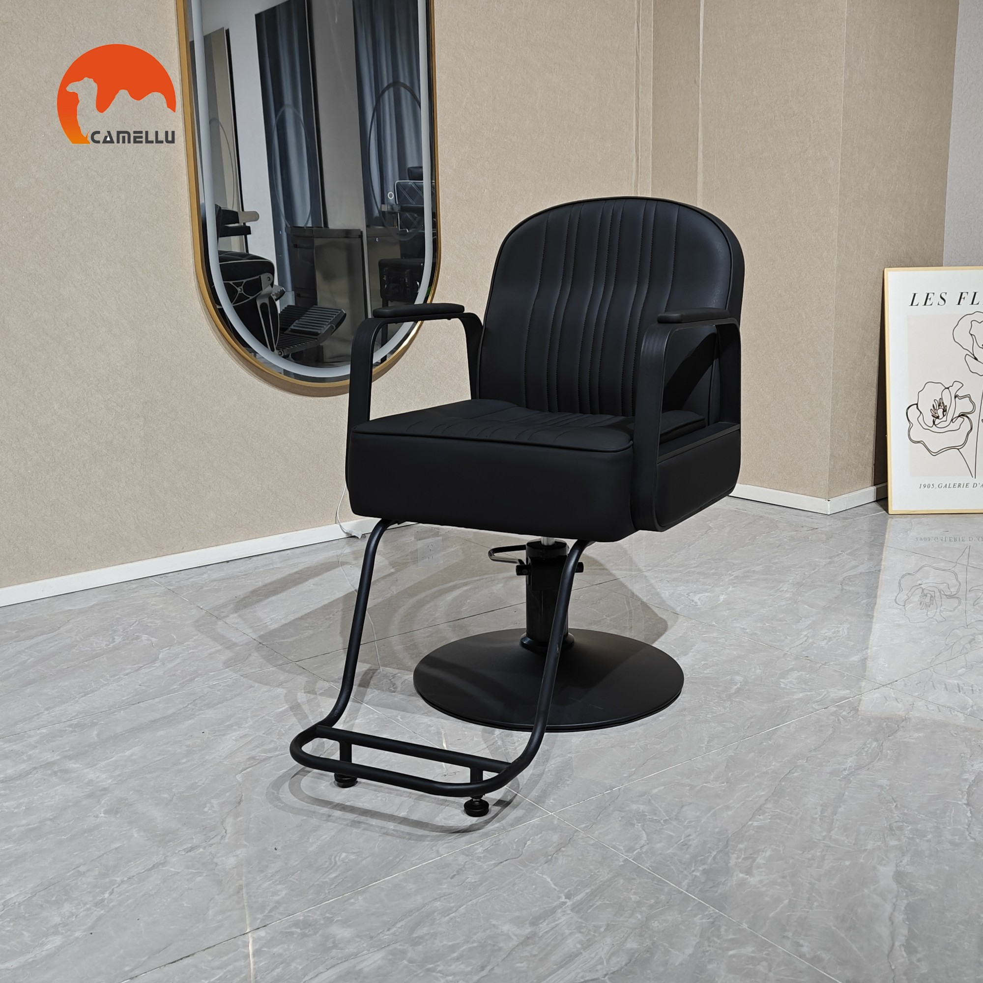 Modern Black Beauty Salon Chairs Height-Adjustable Woman Styling Hairdressing Barber Chair for Hair Salon