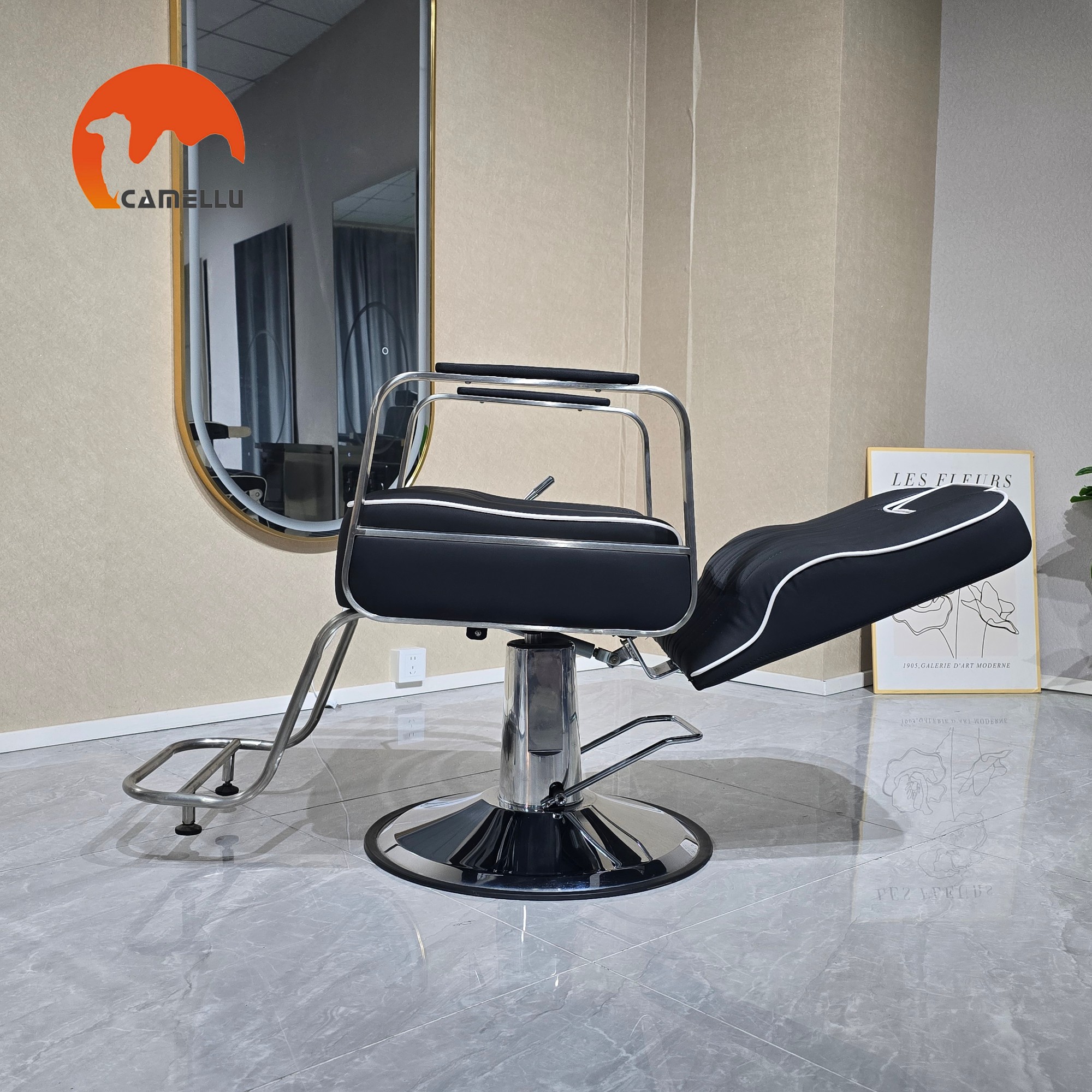 Modern Black Lightweight Recline Hairdressing Equipment Dyeing Styling Beauty Salon Chairs for Woman