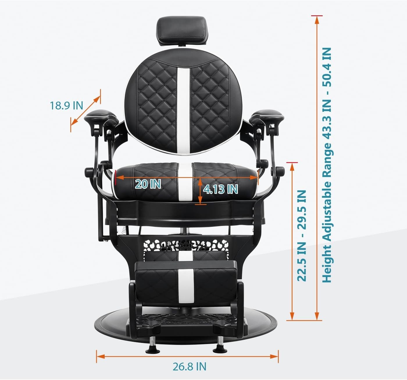 PA101-1RA Fashionable black and white stitching barber chair