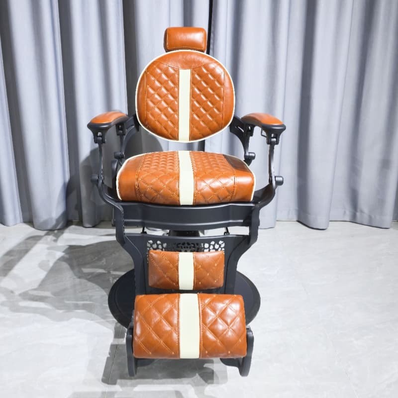 PA101-8R Brown and White Vintage Hairdresser Chair