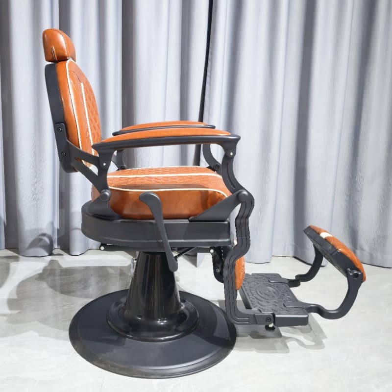 PA101-8R Brown and White Vintage Hairdresser Chair