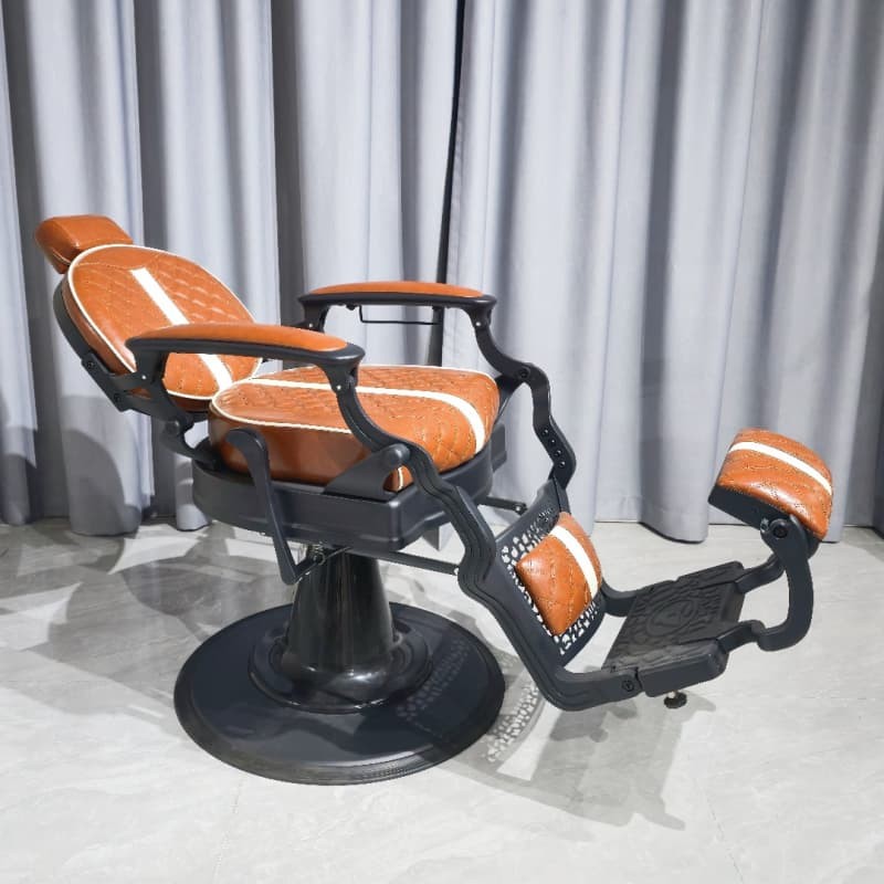 PA101-8R Brown and White Vintage Hairdresser Chair