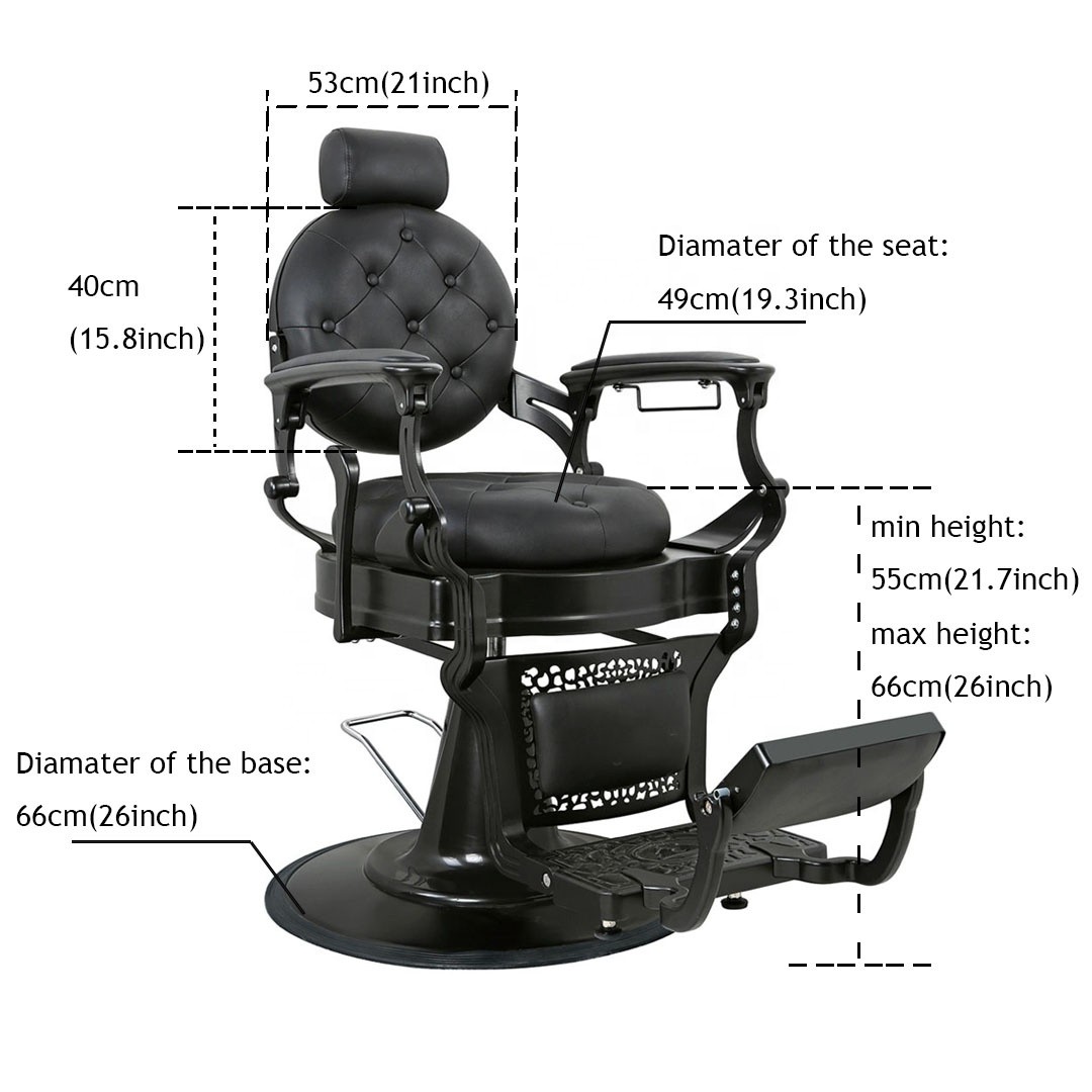 PA101-8R Classic retro black barber chair