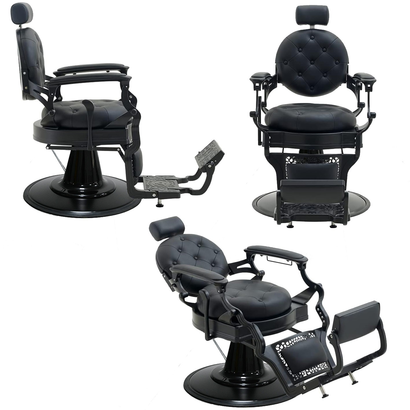 PA101-8R Classic retro black barber chair