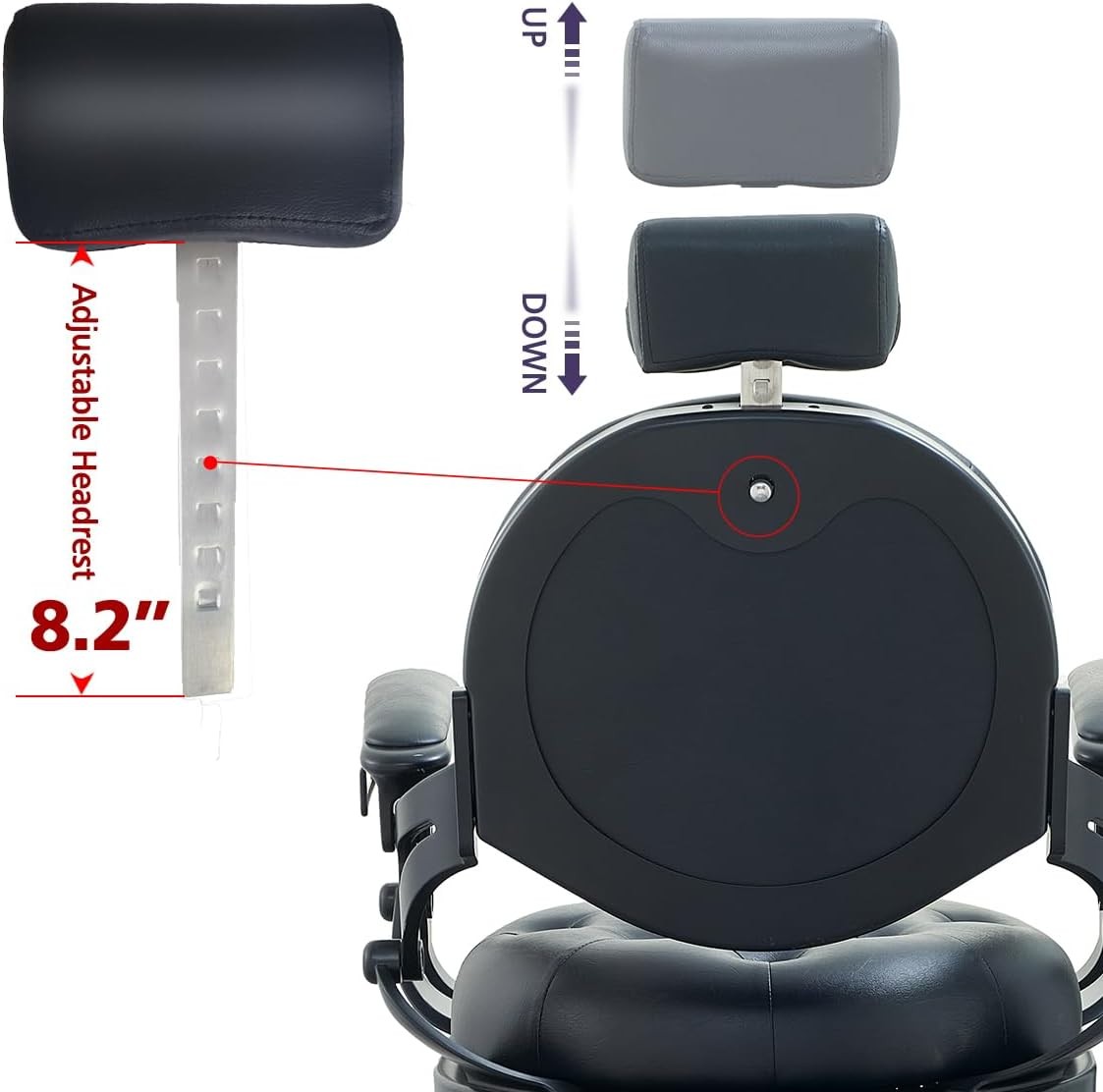 PA101-8R Classic retro black barber chair