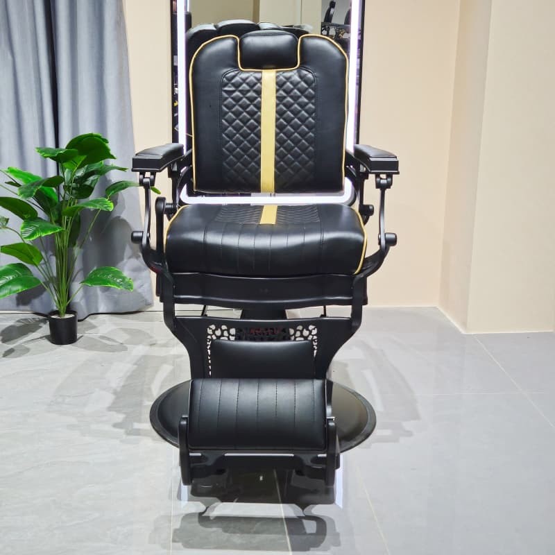 PA101-8SA Luxury black and gold stitching barber chair
