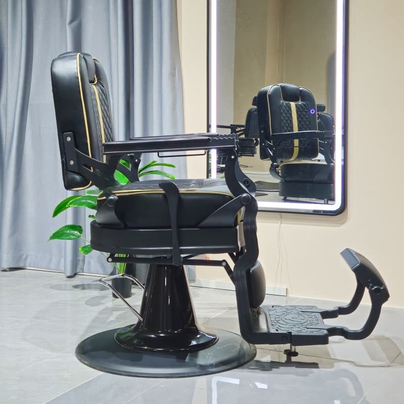 PA101-8SA Luxury black and gold stitching barber chair