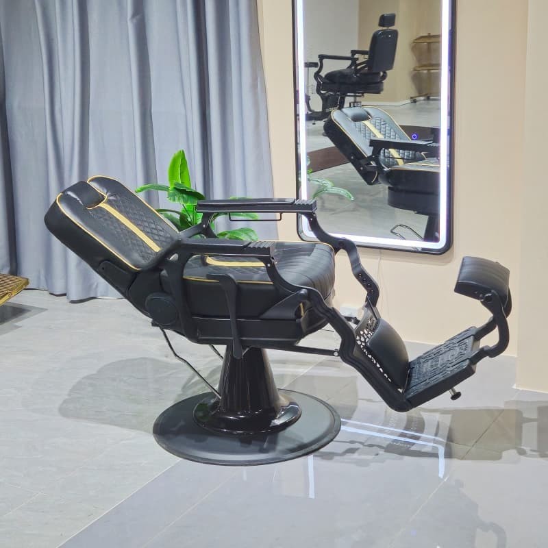 PA101-8SA Luxury black and gold stitching barber chair